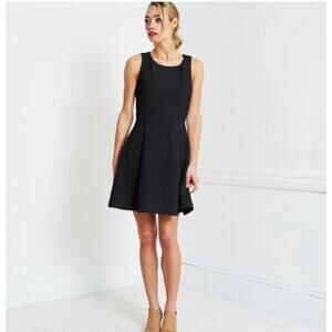 Brass Black Fit & Flare Zipper Back Dress // XS